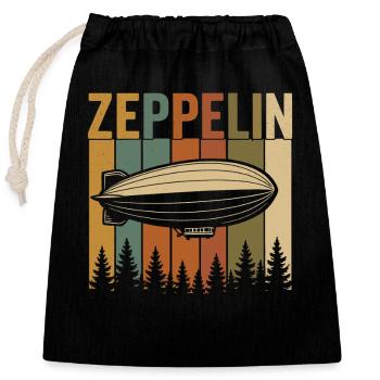 Zeppelin Retro Luftschiff Design - Verschließbarer Geschenkbeutel aus Baumwolle (25x30cm) - Schwarz - Vorne