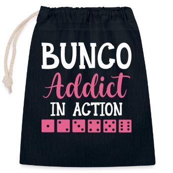 Bunco Addict In Action - Würfelabend Würfeln - Verschließbarer Geschenkbeutel aus Baumwolle (25x30cm) - Navy - Vorne