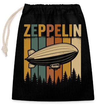 Zeppelin Luftschiff mit Retro Streifen - Verschließbarer Geschenkbeutel aus Baumwolle (25x30cm) - Schwarz - Vorne