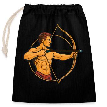 Archery Bow Target Arrow Archer Design - Closable cotton gift bag (25x30cm) - black - Front