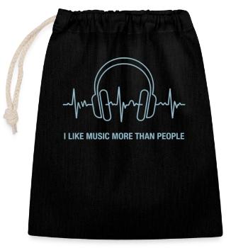 Lifeline I Like Music More Than People - Closable cotton gift bag (25x30cm) - black - Front