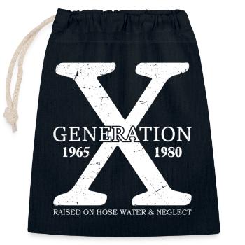 generation x raised on hose water and neglect - Closable cotton gift bag (25x30cm) - navy - Front
