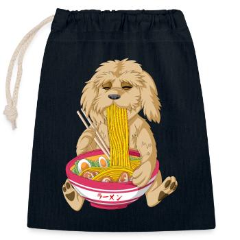 Entzückender Golden Doodle Hund isst Ramen - Verschließbarer Geschenkbeutel aus Baumwolle (25x30cm) - Navy - Vorne