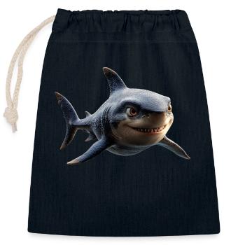 Hai Haifisch Tigerhai Taucher Süße Haie Weißer Hai - Verschließbarer Geschenkbeutel aus Baumwolle (25x30cm) - Navy - Vorne