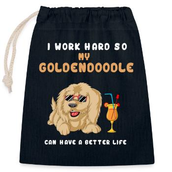 Ich arbeite hart, damit mein goldenes Gekritzel besser werden kann - Verschließbarer Geschenkbeutel aus Baumwolle (25x30cm) - Navy - Vorne