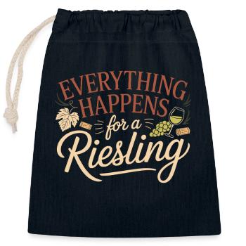 Vin Buveur De Vin Tout Arrive Pour Un Riesling - Sac cadeau en coton avec cordon (25 x 30 cm) - bleu marine - Devant