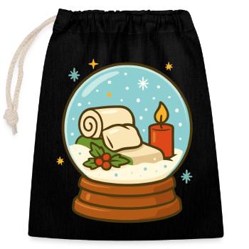 Christmas Snow Globe Cozy Design - Closable cotton gift bag (25x30cm) - black - Front
