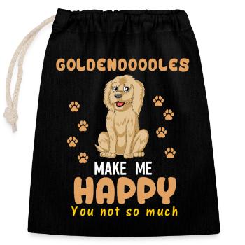 Goldendoodles Make Me Happy – Lustiger Hundeliebhaber Zitat - Verschließbarer Geschenkbeutel aus Baumwolle (25x30cm) - Schwarz - Vorne