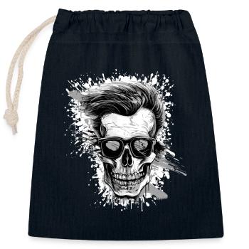 Crâne de fête - Sac cadeau en coton avec cordon (25 x 30 cm) - bleu marine - Devant