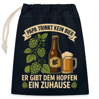 Papa fan de bière NE BOIT PAS DE BIÈRE, IL LUI DONNE DU HOUBLON - Sac cadeau en coton avec cordon (25 x 30 cm) - bleu marine - Devant