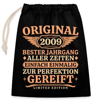 Original 2009 Vintage 16th Birthday - Closable cotton gift bag (25x30cm) - black - Front