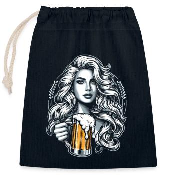 Just a woman who loves alcohol - Closable cotton gift bag (25x30cm) - navy - Front