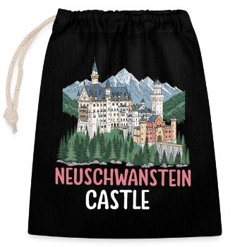 Château de Neuschwanstein - Sac cadeau en coton avec cordon (25 x 30 cm) - noir - Devant