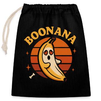 Funny banana with heart eyes - Closable cotton gift bag (25x30cm) - black - Front