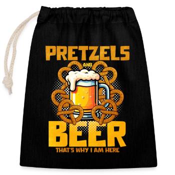 Pretzel Bier Liebe Design - Verschließbarer Geschenkbeutel aus Baumwolle (25x30cm) - Schwarz - Vorne