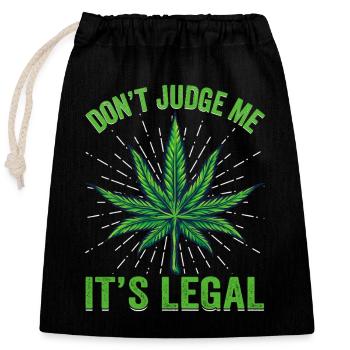 Legalisierung Cannabis Blatt Illustration - Verschließbarer Geschenkbeutel aus Baumwolle (25x30cm) - Schwarz - Vorne
