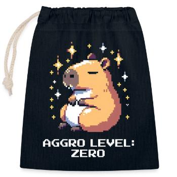 Aggro-Level: Null | Capybara & Ruhe - Verschließbarer Geschenkbeutel aus Baumwolle (25x30cm) - Navy - Vorne