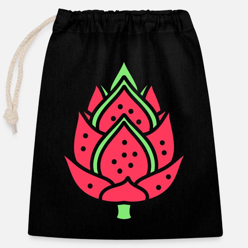 Drachenfrucht - Verschließbarer Geschenkbeutel aus Baumwolle (25x30cm) - Schwarz