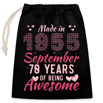 Septembre 1955 Anniversaire 70 Ans Pour Femmes - Sac cadeau en coton avec cordon (25 x 30 cm) - noir - Devant