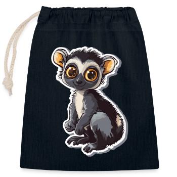 lemur - Closable cotton gift bag (25x30cm) - navy - Front
