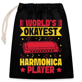 Funny Harmonica Player Okayest Harmonica - Verschließbarer Geschenkbeutel aus Baumwolle (25x30cm) - Schwarz - Vorne