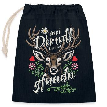 Mei Dirndl hob i net gfundn, Dirndl Ersatz, Tracht - Sac cadeau en coton avec cordon (25 x 30 cm) - bleu marine - Devant