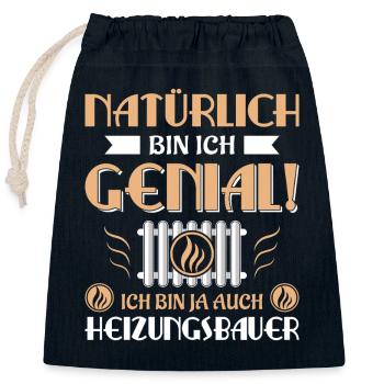 Chauffagiste Plombier Plombier de construction chauffage - Sac cadeau en coton avec cordon (25 x 30 cm) - bleu marine - Devant