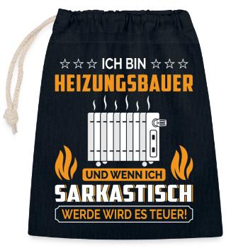 Chauffagiste Plombier Plombier de construction chauffage - Sac cadeau en coton avec cordon (25 x 30 cm) - bleu marine - Devant