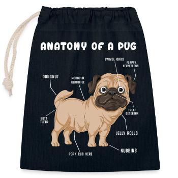 Anatomie du carlin - Sac cadeau en coton avec cordon (25 x 30 cm) - bleu marine - Devant