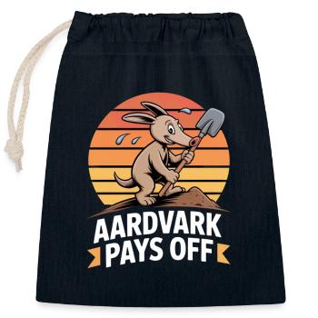 Aardvark Pays Off Aardvark Motivation - Closable cotton gift bag (25x30cm) - navy - Front