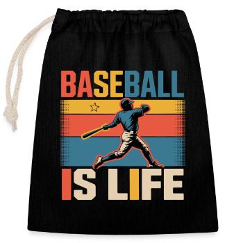 Baseball Is Life Retro Vintage Batsman Fan - Closable cotton gift bag (25x30cm) - black - Front