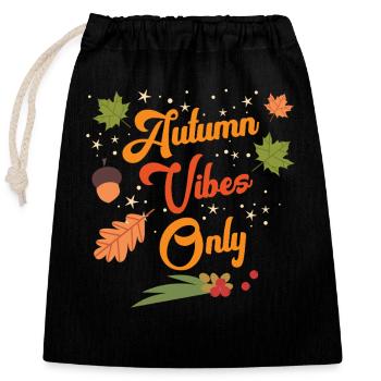 Autumn-Vibes-Only-Cozy-Fall-Leaves-Seasonal-Out - Closable cotton gift bag (25x30cm) - black - Front