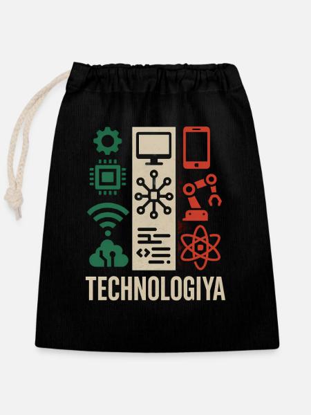 Futuristischer Tech-Schaltkreis, Technologia-lustiges Meme - Verschließbarer Geschenkbeutel aus Baumwolle (25x30cm) - Schwarz
