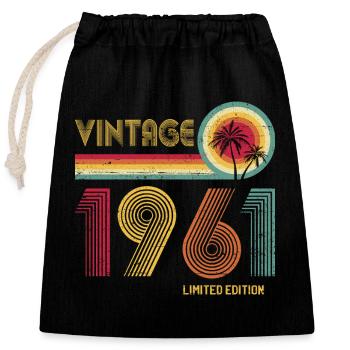 Vintage 70er Jahre Mehrfarbiges Retro-Design - Verschließbarer Geschenkbeutel aus Baumwolle (25x30cm) - Schwarz - Vorne