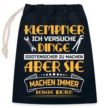 Chauffagiste Plombier Plombier de construction chauffage - Sac cadeau en coton avec cordon (25 x 30 cm) - bleu marine - Devant
