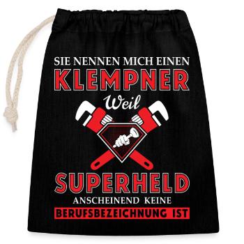 Chauffagiste Plombier Plombier de construction chauffage - Sac cadeau en coton avec cordon (25 x 30 cm) - noir - Devant