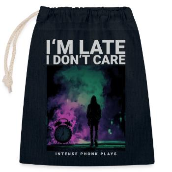 In the Late I Dont Care watch streetwear style - Closable cotton gift bag (25x30cm) - navy - Front