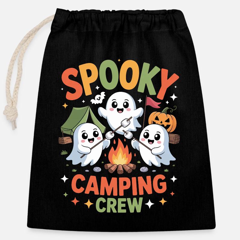 Spooky Camping Crew Camper Hiker Halloween Camping - Closable cotton gift bag (25x30cm) - black