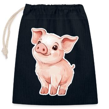 Schwein Ferkel - Verschließbarer Geschenkbeutel aus Baumwolle (25x30cm) - Navy - Vorne