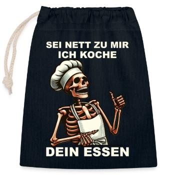 Koch Outfit Gastronomie Gastro - Verschließbarer Geschenkbeutel aus Baumwolle (25x30cm) - Navy - Vorne