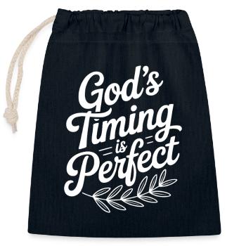 Le timing de Dieu est parfait - Sac cadeau en coton avec cordon (25 x 30 cm) - bleu marine - Devant