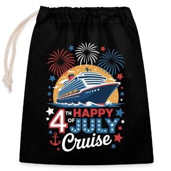 Patriotic Cruise Trip Independence Day 4th of July - Verschließbarer Geschenkbeutel aus Baumwolle (25x30cm) - Schwarz - Vorne