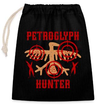 Pétroglyphe Chasseur Pétroglyphe Pictogrammes - Sac cadeau en coton avec cordon (25 x 30 cm) - noir - Devant