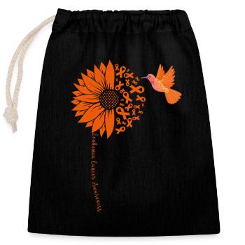 Motifs floraux avec colibri - Sac cadeau en coton avec cordon (25 x 30 cm) - noir - Devant