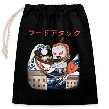 Sushi vs Ramen – Japanese Art T-Shirt Great Wave - Closable cotton gift bag (25x30cm) - black - Front