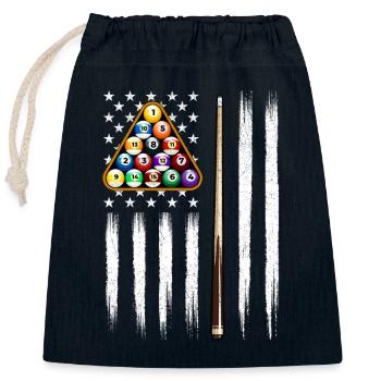Amerikanische Flagge Billard Patriotische Queue Sportkunst - Verschließbarer Geschenkbeutel aus Baumwolle (25x30cm) - Navy - Vorne