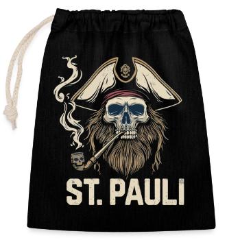 St.Pauli Kiez Hamburg Totenkopf Sankt Pauli - Closable cotton gift bag (25x30cm) - black - Front