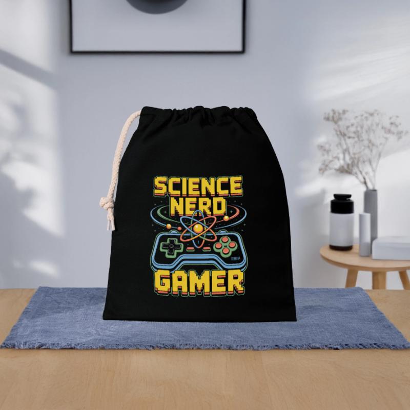 Science Nerd Gamer Atom Controller Wissenschaft Verschließbarer Geschenkbeutel aus Baumwolle (25x30cm)