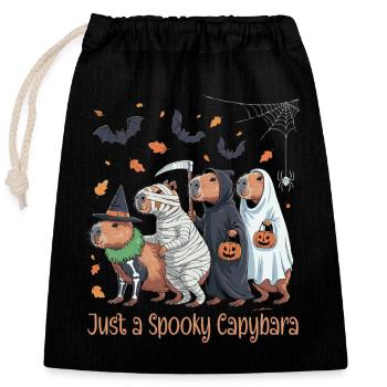 Capybara Halloween Costume - Closable cotton gift bag (25x30cm) - black - Front