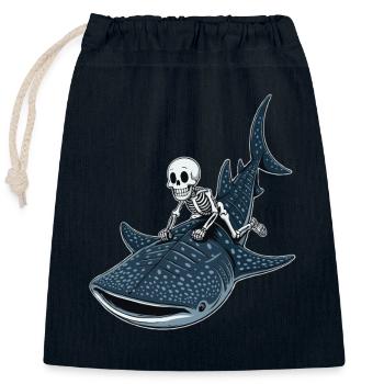 Skeleton on whale shark Rhincodon - Closable cotton gift bag (25x30cm) - navy - Front